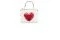 Coccinelle. Mini bag della linea “Arlettis” in pelle bottalata stampata con grande cuore stilizzato.