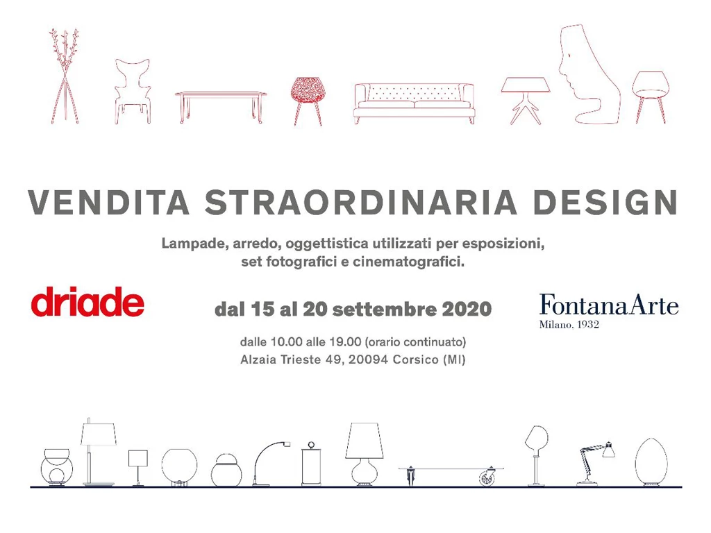 Driade e FontanaArte Vendita Straordinaria dal 15 al 20 settembre 2020
