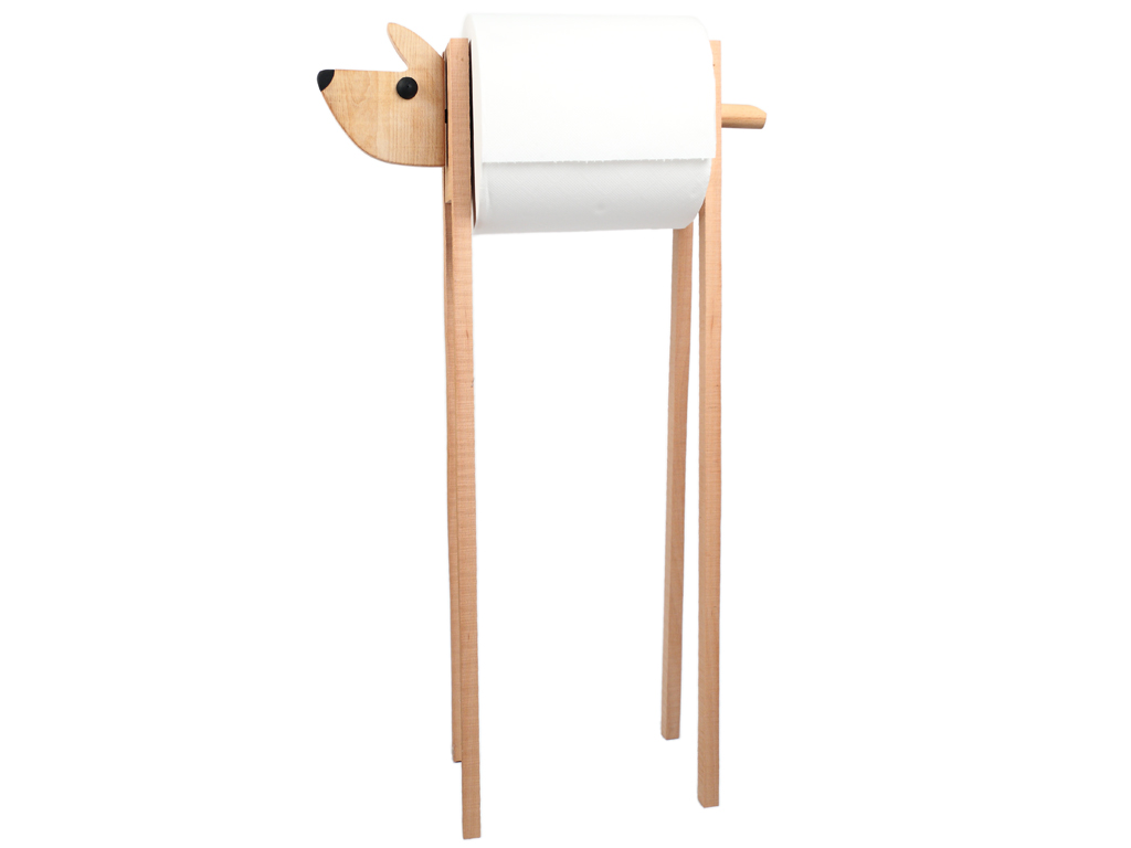 Della serie Animaliér di Legnomagia, un cagnolino portarotolo maxi per asciugarsi le mani in bagno, in cucina, in giardino, in officina..Legno massello di faggio EU. Corredato di adattatore per rotoli diversi visto che nel mondo non esiste una misura uguale all'altra per i rotoloni carta mani. Tutte misure simili.