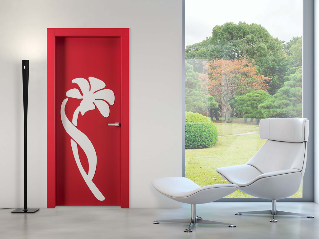 Bortolotto Porte. Porta Natura. Designer, R&D Bertolotto. Margherita, Edera, Ninfea, Ramo, Bocciolo e Orchidea. Per il 2015 la novità esclusiva la Natura 3D: la tecnologia permette di creare un effetto ottico e materico tridimensionale.