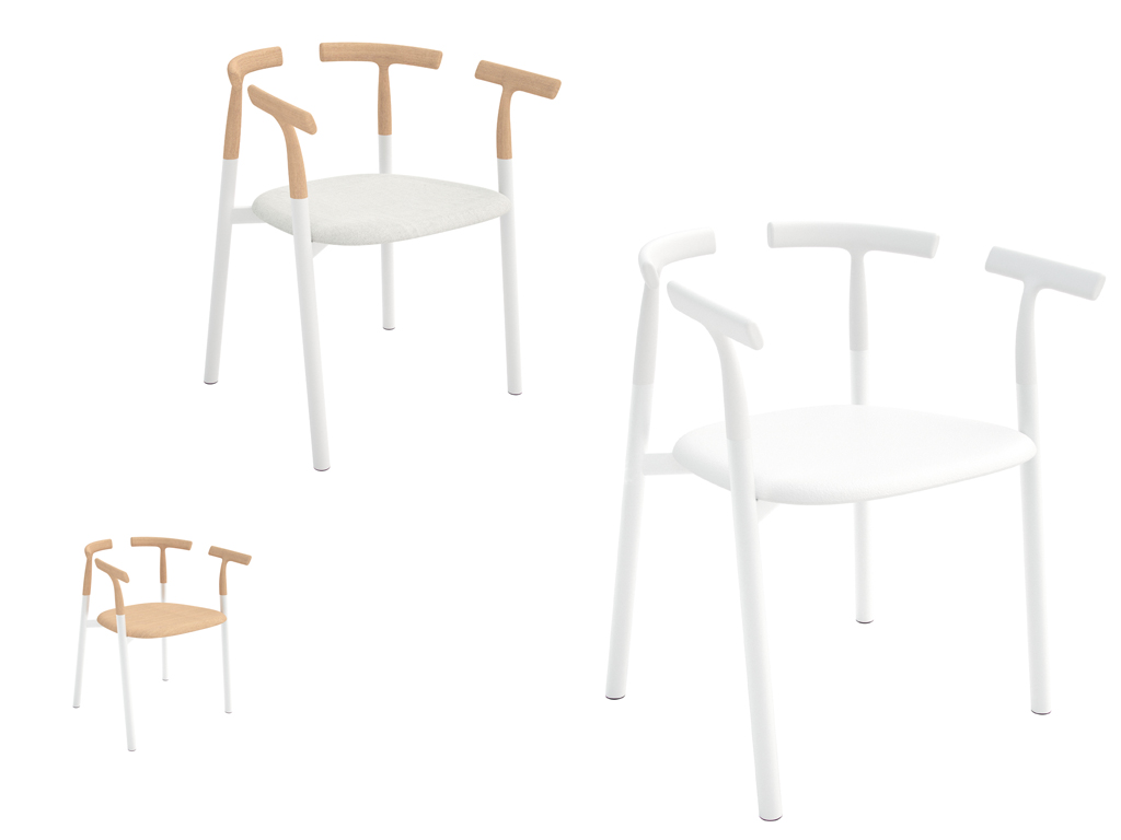 Alias. Sedie Twig3 progettate dallo Studio Nendo, guidato dal designer giapponese Oki Sato. Twig, ha gambe inclinate in alluminio con cinque varianti di sedute: in legno massello di frassino o materiale plastico.