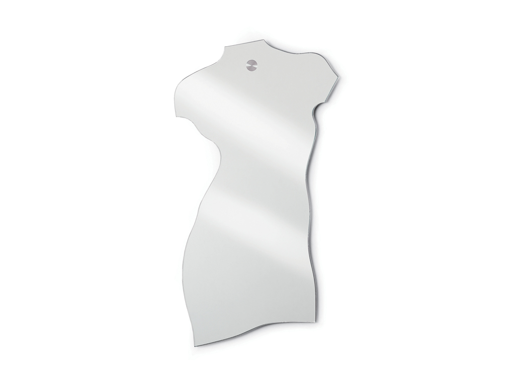 Zanotta. Specchio Milo - Omaggio a Carlo Mollino (1937). Silhouette della Venere di Milo in cristallo con nottolino in acciaio inox per il fissaggio a parete.