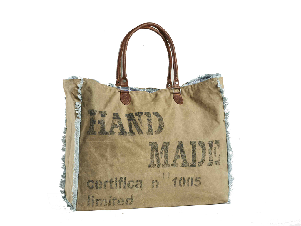 Borsa Dialma Brown, realizzata in tessuto con finiture in pelle (cm H40xL50xP2)
