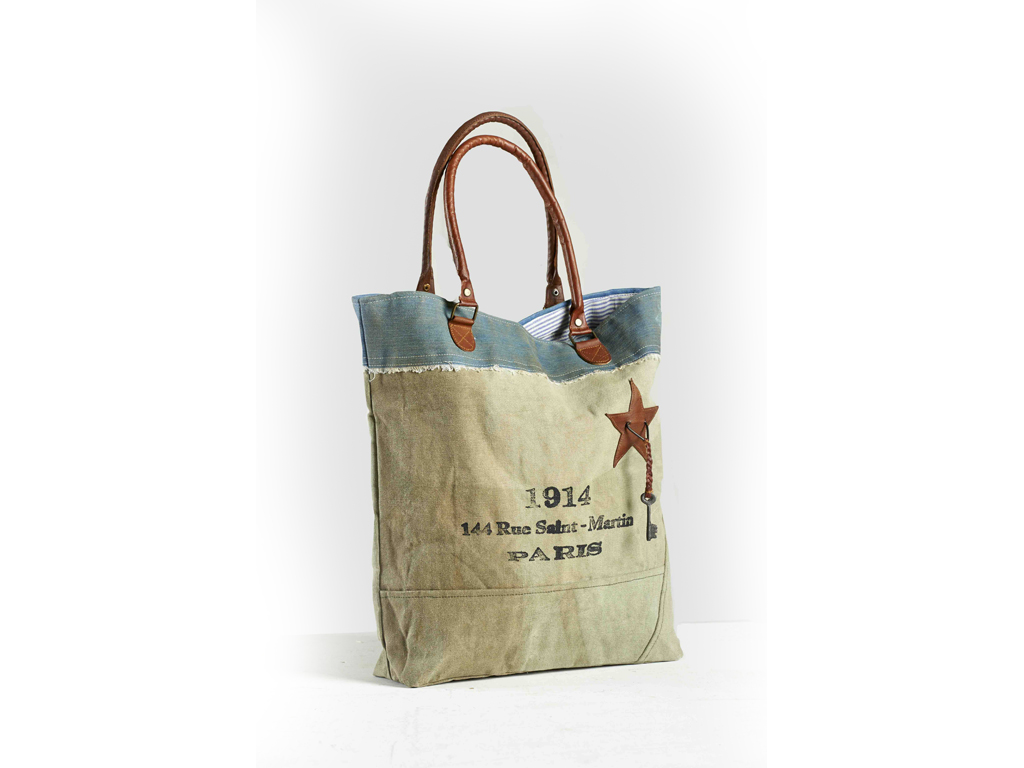 Borsa Dialma Brown, realizzata in tessuto con finiture in pelle (cm H43xL43xP2)
