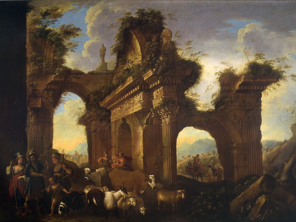 Cortonantiquaria 2015. Quadro: Architettura con figure. Olio su tela. Misure: cm. 128x178. Firmata e datata: Francesco Antonio Cicalese, 1665. Quest'opera è presente negli Archivi della Fondazione Zeri. Sottoposta nel 1973 allo studio del Prof. Federico Zeri che ne attribuì il valore artistico e la collocazione storica, smentendo il Dizionario Bénézit che colloca impropriamente il pittore attivo a Napoli intorno al 1700.