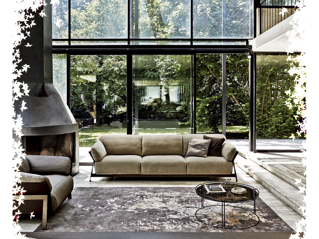 Ditre Italia. Kanaha, designer Daniele Lo Scalzo Moscheri. Il divano è concepito come cuore della casa in completa armonia con i complementi d'arredo. (progetto