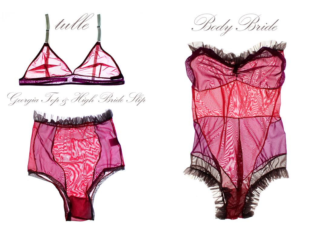 Individuals. Designer Carlo Galli. Tulle, per il completo Bride, composto da top, slip e body.
