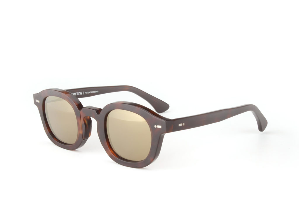 Movitra Spectacles. Movitra 115. Dark havana matte with flash bronze lenses (Euro 250.00).