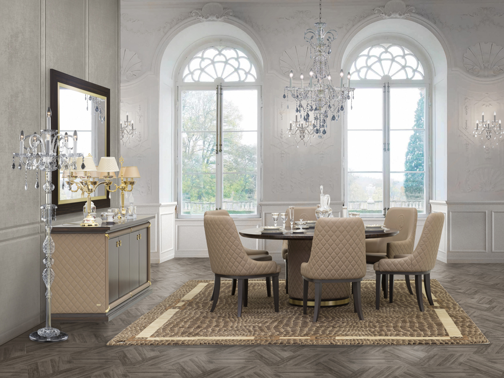 Formitalia. Elvira, tavolo e sedia. Raffinata ed elegante zona pranzo per arredare abitazioni uniche ed esclusive.