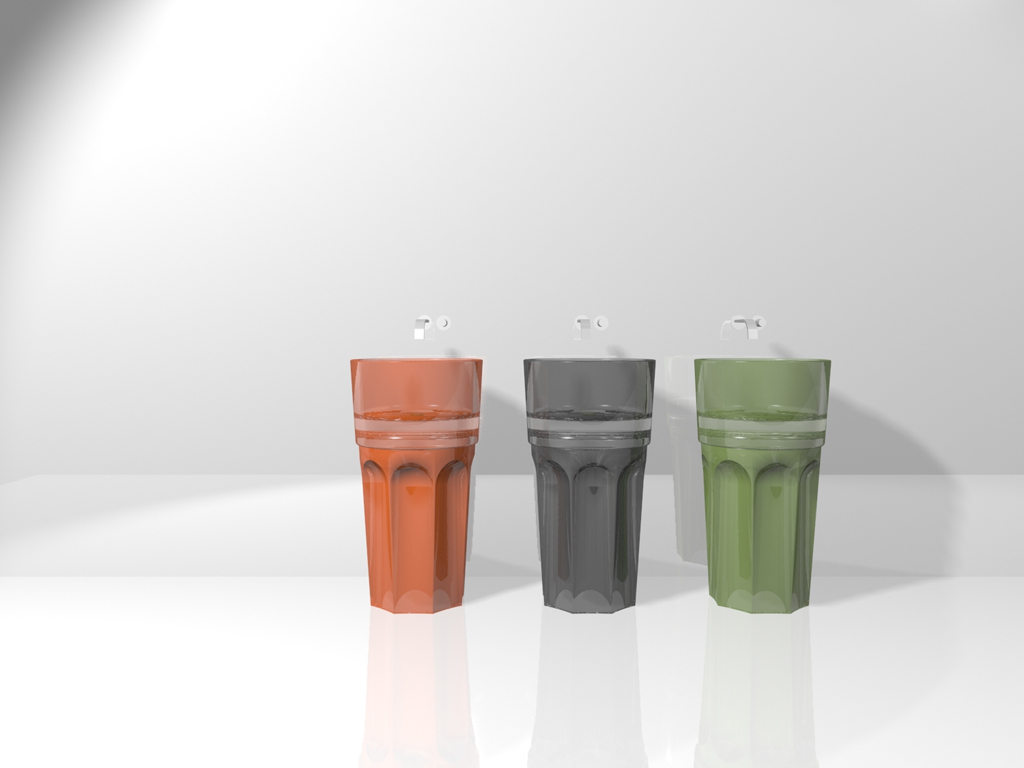 Regia. Lavabo freestanding Spritz in vetroghiaccio®. Disegnato da Bruna Rapisarda.