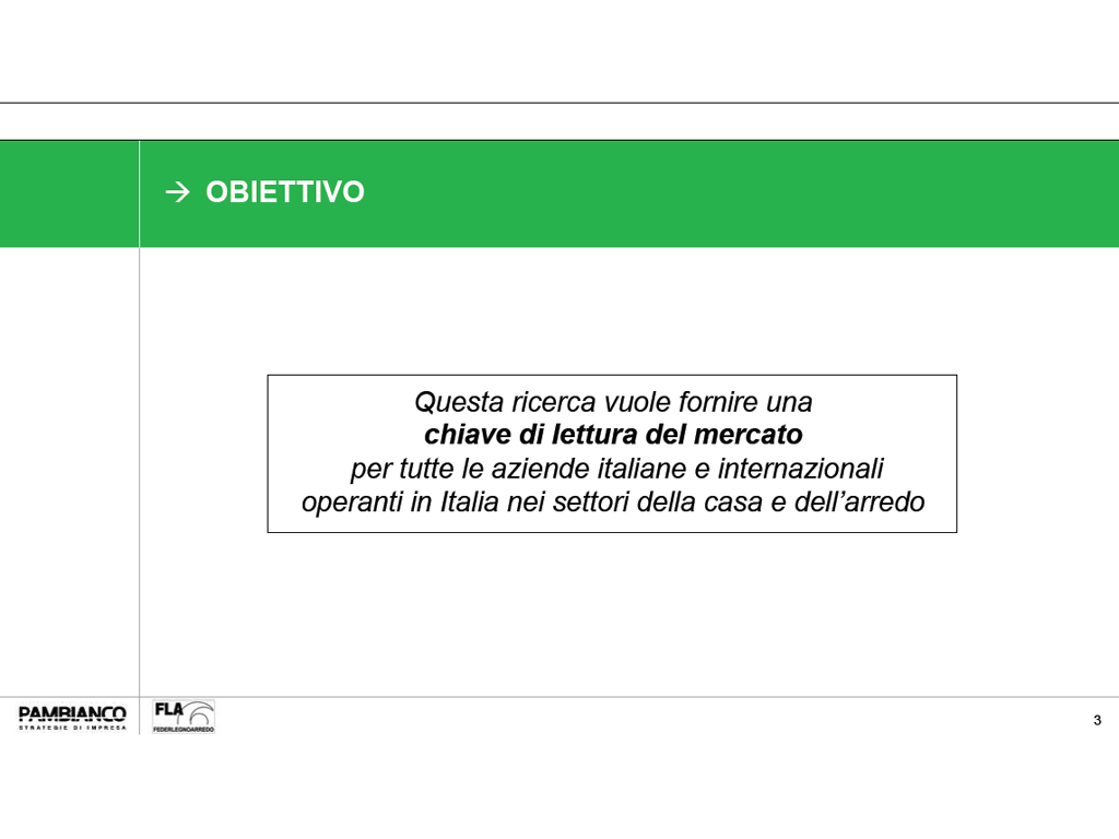Pambianco Strategie di Impresa. Slide (2) Ricerca Mercato italiano del mobile: