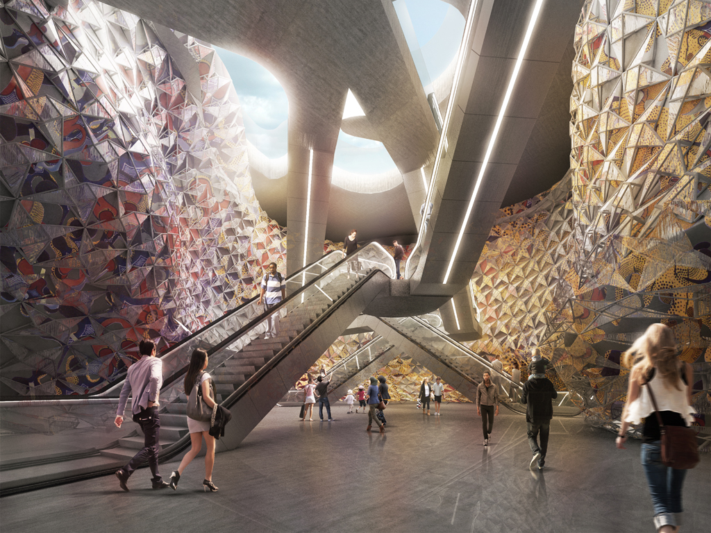 Studio Miralles Tagliabue EMBT. Progetto per la stazione metropolitana di Parigi Clichy Montfermeil. Image courtesy by EMBT