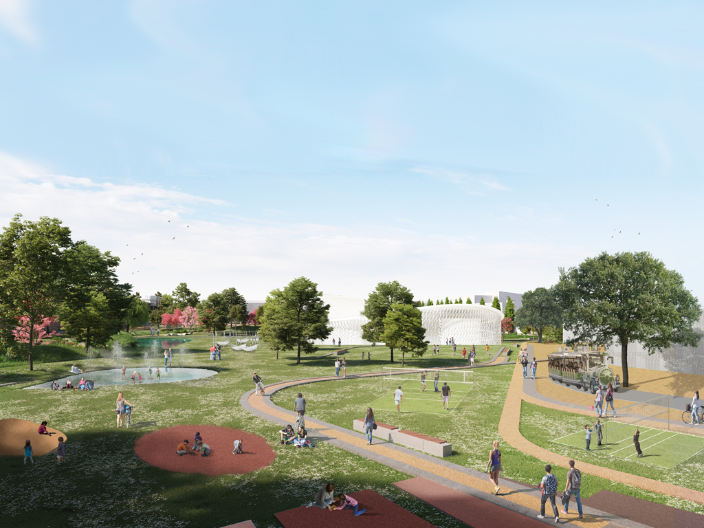 Studio Miralles Tagliabue EMBT. “Miracoli a Milano” è un progetto complesso che mira al recupero e alla valorizzazione di sette Scali ferroviari milanesi. Nell’immagine il progetto per Scalo Farini. Image courtesy by EMBT