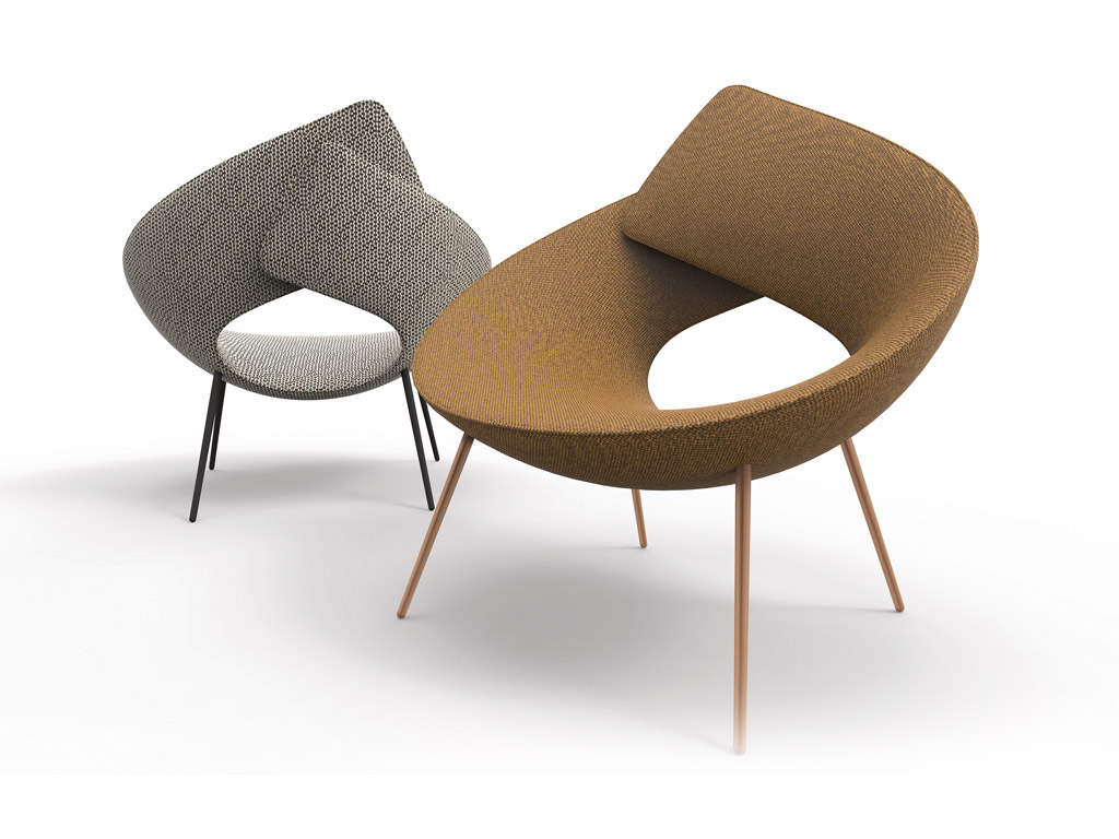 Bonaldo. Come il letto “Blanket”, la poltroncina “Lock” esprime un senso di protezione e comfort. Il progetto, firmato da Alessandro Busana, pone l'uomo al centro, avvolgendolo in una fascia imbottita che si chiude su se stessa a formare uno schienale. Un abbraccio stilizzato.