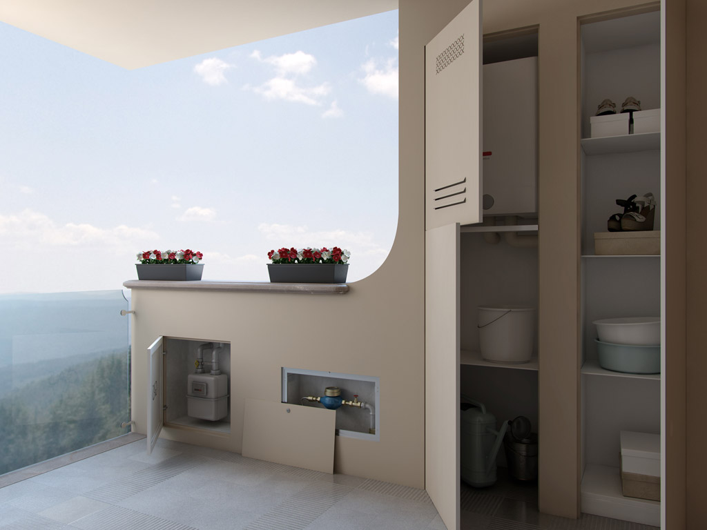 Sistemi Raso Parete. Con “Live Out” gli spazi esterni riparati, diventano funzionali. Realizzare lavanderie, ripostigli, scarpiere e tante altre soluzioni di contenimento o copertura d’impianti in modo elegante è possibile, evitando di far diventare un “ripostiglio a vista” il nostro terrazzo o porticato.