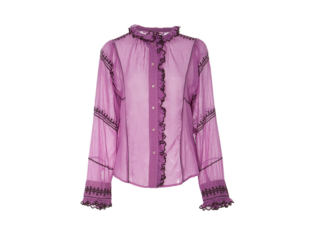 Isabel Marant. Camicia “Lauryn” in chiffon con piccole rouches. Pre-collezione Autunno/Inverno 2017-2018. Pre Fall/Winter 2017-2018.