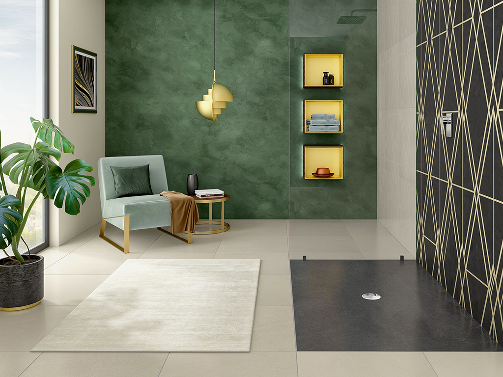 Villeroy & Boch. I piatti doccia ceramici Subway Infinity si vestono di un nuovo look grazie ai decori ViPrint, l’innovativa tecnologia di Villeroy & Boch rende accattivante il piatto doccia con design grafici. Oltre a 8 finiture che si abbinano alle piastrelle creando un passaggio quasi continuo dal piatto doccia al pavimento 20 differenti motivi che spaziano dello stile natura a quello più moderno. I decori ViPrint si applicano a tutte le misure dei piatti doccia “Subway Infinity” (43 modelli da 80x75 a 160x100 cm). Nell’immagine il decoro Bernina.