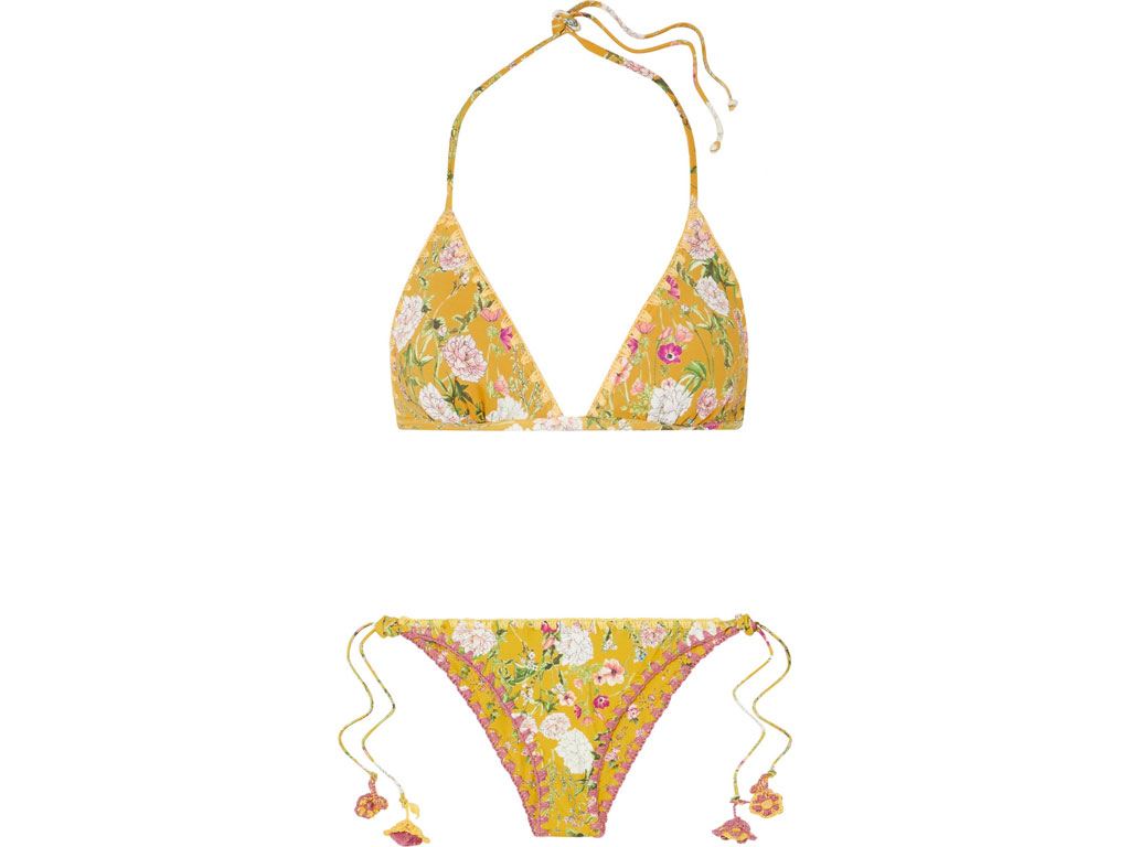Anjuna su Net-a-porter.com. Disegnato da Emanuela Corvo appositamente per Net-A-Porter, il bikini è stampato con fiori selvatici e dettagli ricamati all’uncinetto che ricordano i costumi delle nostre mamme.