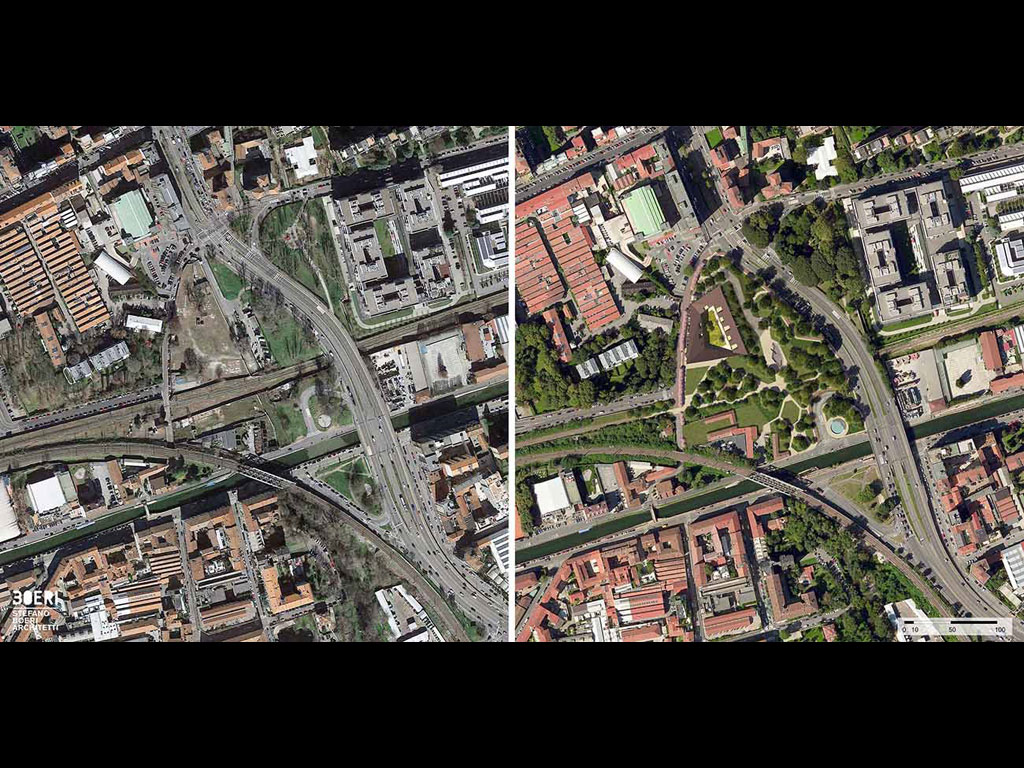 Stefano Boeri Architetti + Arassociati e AG&P. Progetto Corte Verde, via San Cristoforo, al centro del Quartiere della Creatività zona sud-occidentale di Milano.