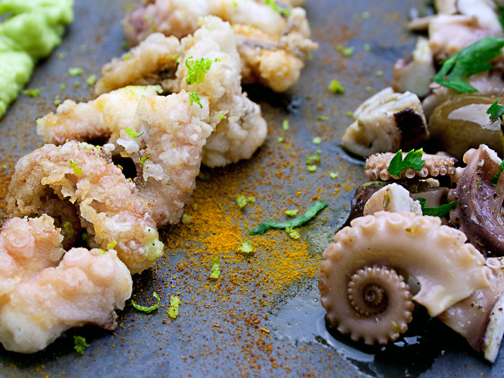 San Valentino 2018. Polpo fritto e insalata. Proposta del personal chef Giorgio Giorgetti, “Cucino di Te”.