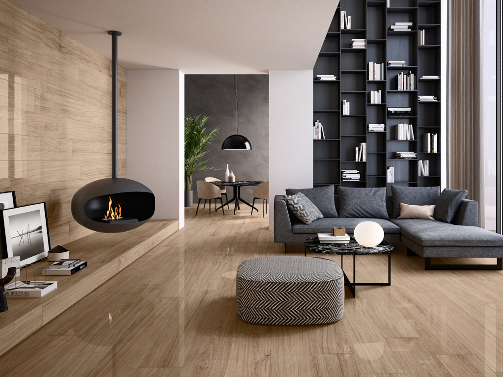 Ceramiche Refin. “Giant” racconta la maestosità delle foreste di castagni millenari. L’imponenza di questi elementi naturali è evocata dal grande formato 30×240, proposta innovativa che va ad affiancare i formati 25×150 e 15×90. Disponibili in 6 colori: bianco Dew, il grigio Moss, il bruno Bark, il sabbia Sap, il marrone chiaro Heart e l'avorio Pith.