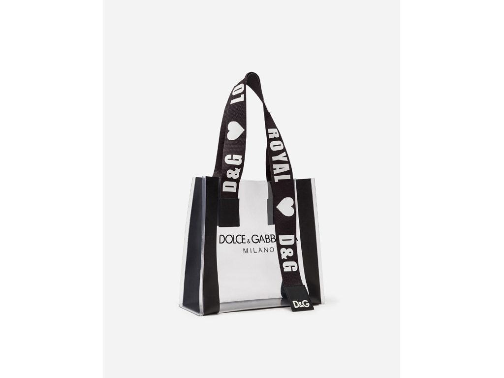 Dolce & Gabbana. Shopping bag a spalla della linea “Street” con logo e manici in nastro stampato con tecnica serigrafica.