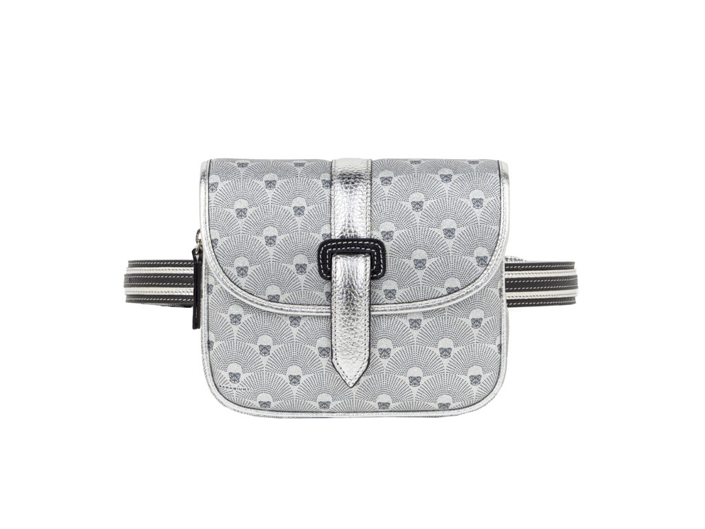 Saragiunti. Gaelle Fanny Pack Monogram Glitter è la belt bag in raffinato canvas di cotone waterproof stampato con motivo iconico.