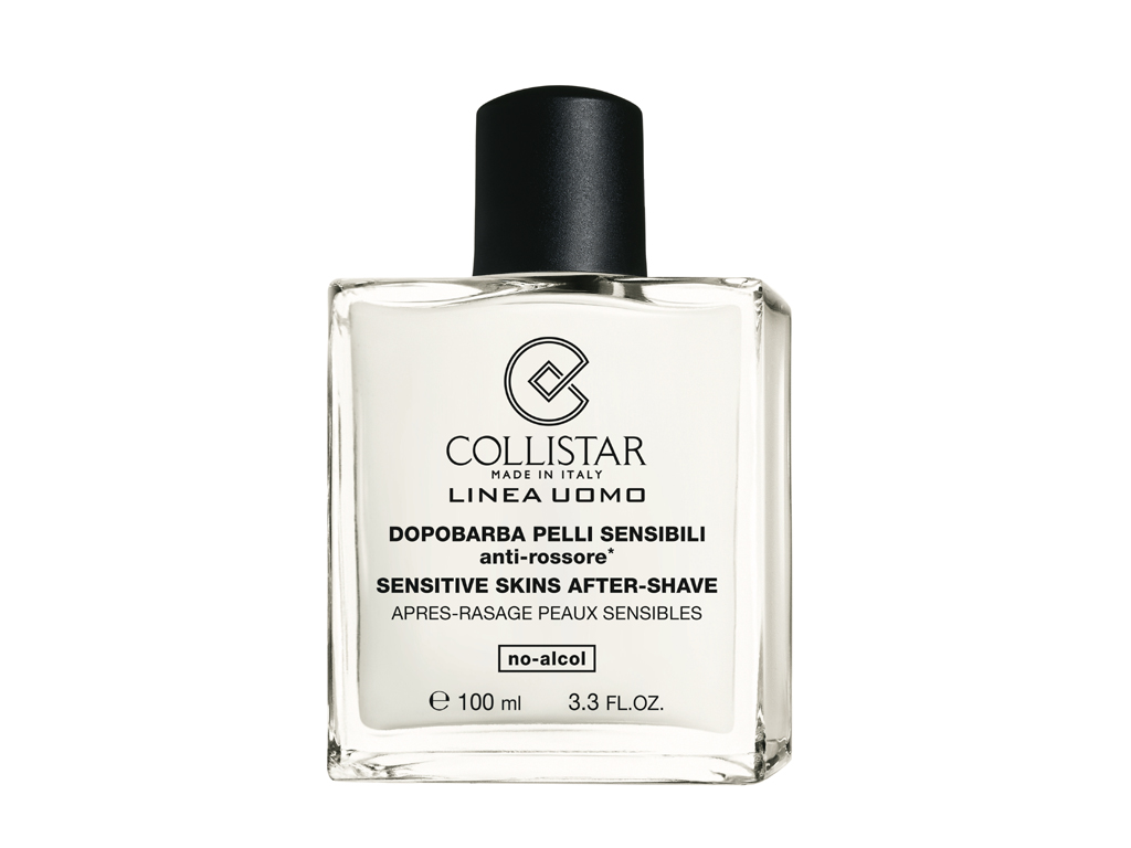 Collistar. Dopobarba Pelli Sensibili, anti-rossore e senza alcol. Delicatissimo e analcolico assicura il massimo comfort alle epidermidi sensibili post rasatura. La formula con vitamine e acido ialuronico idrata, protegge e conferisce vitalità al viso, mantenendolo fresco e morbido per tutto il giorno. Se usato regolarmente, aiuta a ridurre l’irritabilità della pelle alla rasatura. Prezzo euro 36.00.