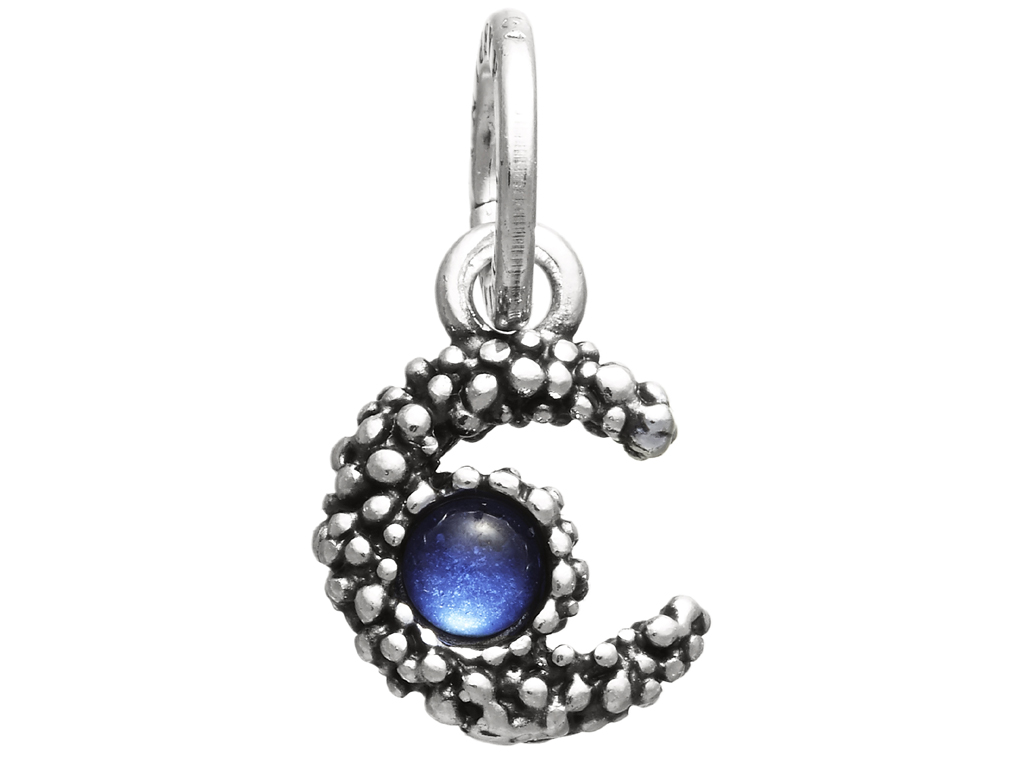 Giovanni Raspini. Charm Luna Color, in argento 925 e siamite. Peso 2 gr.. Altezza 1,5 cm (esclusa maglina di 0,9 cm). Munito di maglina con logo. Euro 40,00.