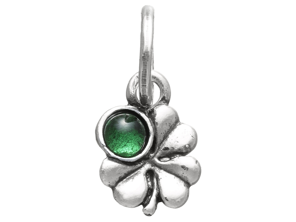 Giovanni Raspini. Charm Quadrifoglio Color, in argento 925 e siamite. Peso 2 gr.. Altezza 1,5 cm (esclusa maglina di 0,9 cm). Munito di maglina con logo. Euro 40,00.