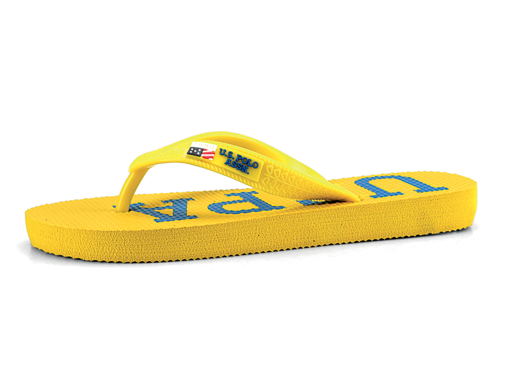 U.S. Polo ASSN. Infradito in gomma gialla con logo a contrasto. (euro 15,00).