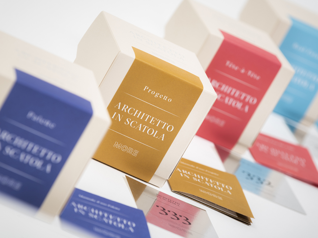 Architetto in Scatola. Quattro differenti cofanetti tra servizi di consulenza e progettazione architettonica: Tête à Tête, Palette, Progetto e Real Estate. Prezzo: su richiesta.
