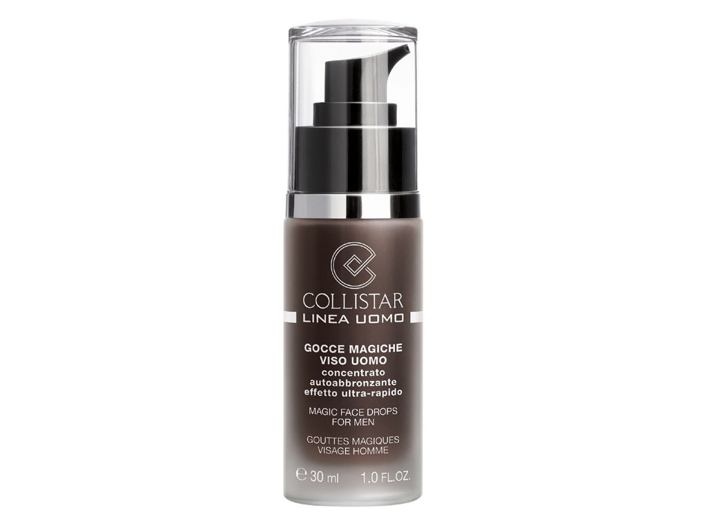 Collistar. Linea Uomo. Gocce Magiche Viso Uomo, concentrato autoabbronzante effetto ultra-rapido. Flacone da 30 ml. Prezzo: euro 33,00.