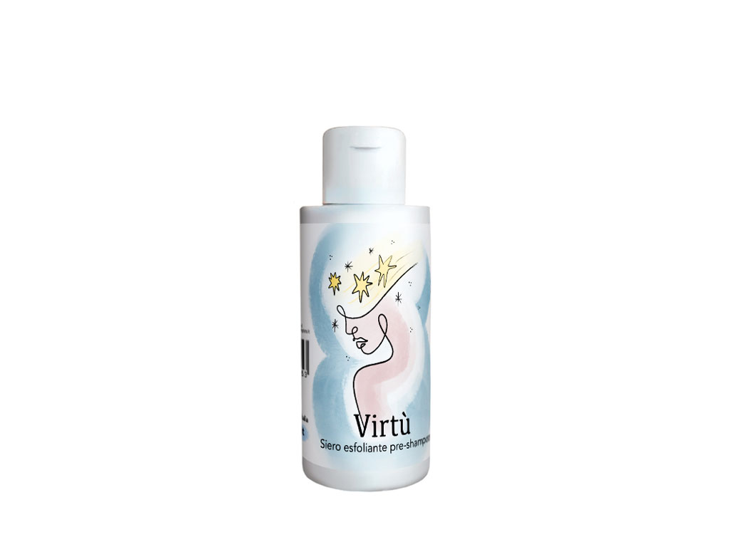 La Sciampista. Virtù. Trattamento pulizia profonda del cuoio capelluto. Ingredienti principali: acido salicilico, dall'azione sebo regolarizzante e cheratolitica che agisce promuovendo il rinnovo cellulare; acido glicolico e acido lattico, dall'azione esfoliante; aloe vera in succo; prebiotici per stimolare la flora batterica buona cutanea. Formato: 100 ml. Prezzo al pubblico euro 25,00.