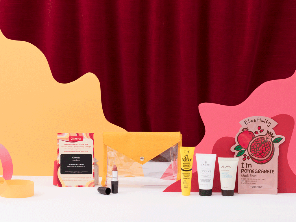 Glowria. Beauty Box Maggio. On the Road. Abbonamento mensile a euro 19,90 e puoi sospendere quando vuoi.