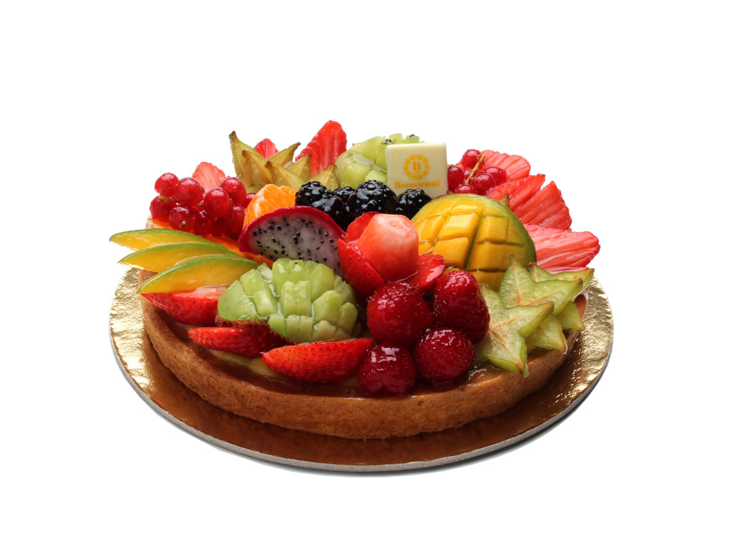 Buonarroti Pasticceria. Crostata di frutti tropicali e frutti di bosco con crema pasticcera. Base in pasta frolla. Prezzo: su richiesta.