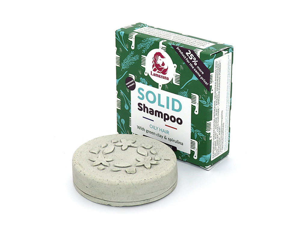 Lamazuna. Shampoo solido all’Argilla Verde e all’Alga Spirulina. Confezione da 70 ml. Prezzo: euro 9.89.