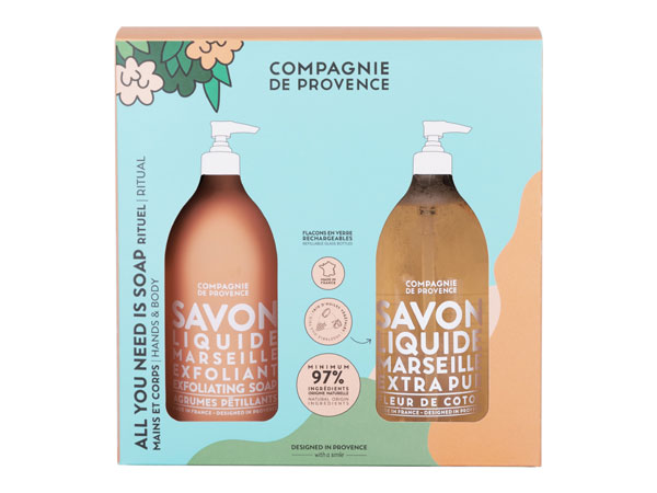 Compagnie de Provence Cofanetto Regalo Sapone Liquido e Sapone Esfoliante Natale 2022