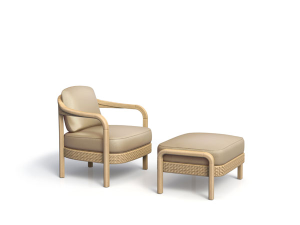 Armani Casa Terence poltrona con pouf da esterno Milano Design Week 2023 2