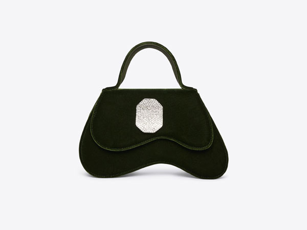 Malone Souliers borsa Divine Small Pine Velvet FW23 Regali Natali 2023