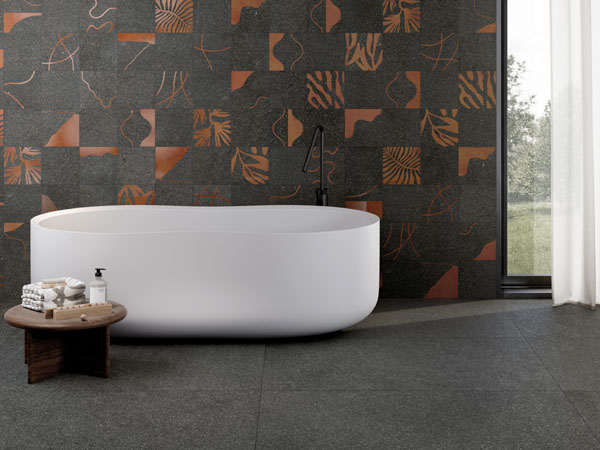 Ceramiche Keope Lavica anthracite vulcano Cersaie 2024