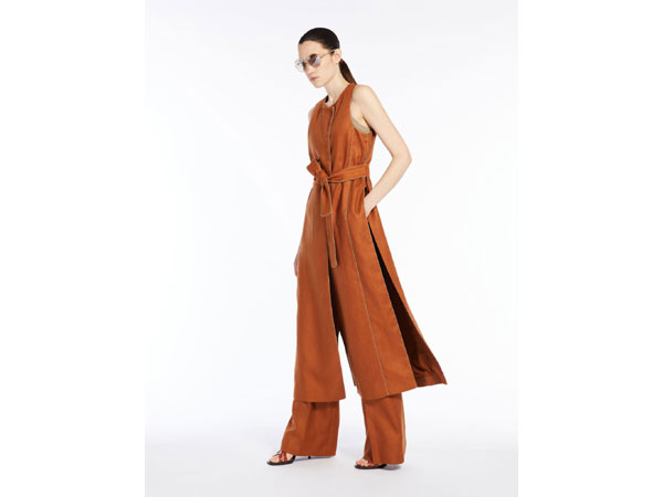 Max Mara Gilet lungo in lino con piping Rubrica Lino 2024
