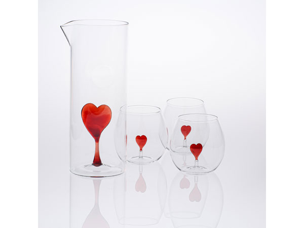 Casarialto Sweet heart bicchieri e caraffa San Valentino 2025