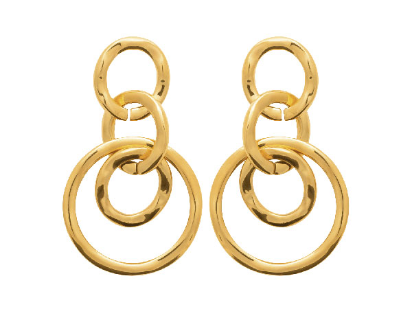 Merci Maman Triple Hoop Earrings in Golden Stainless Steel