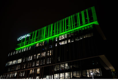 Il Beauty Hub di L'Oréal Italia s'illumina di verde