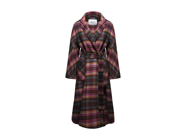 Puntododici Giselle cappotto tartan fucsia Autunno 2026