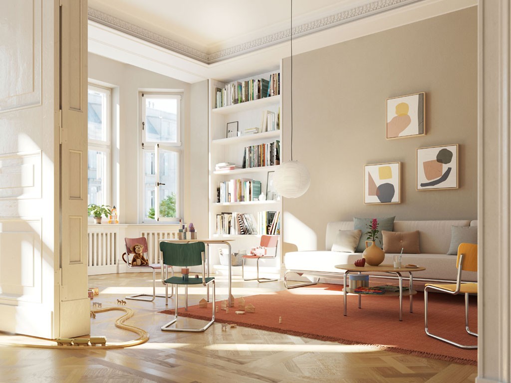 Thonet. Per i bambini è ideale la sedia “S 43 K” (progettata nel 1931 da Mart Stam) proposta in un nuovo concept cromatico dalla designer Eva Marguerre che ha scelto, con il partner Marcel Besau, tonalità calde e tranquilizzanti: giallo ambra, rosso rubino, agata corallo, blu cobalto e verde smeraldo. Tutte le superfici sono resistenti alla saliva e al sudore a norma DIN 3160 1 e 53160-2, e conformi ai requisiti della norma DIN EN 71-3 in materia di sicurezza dei giocattoli.