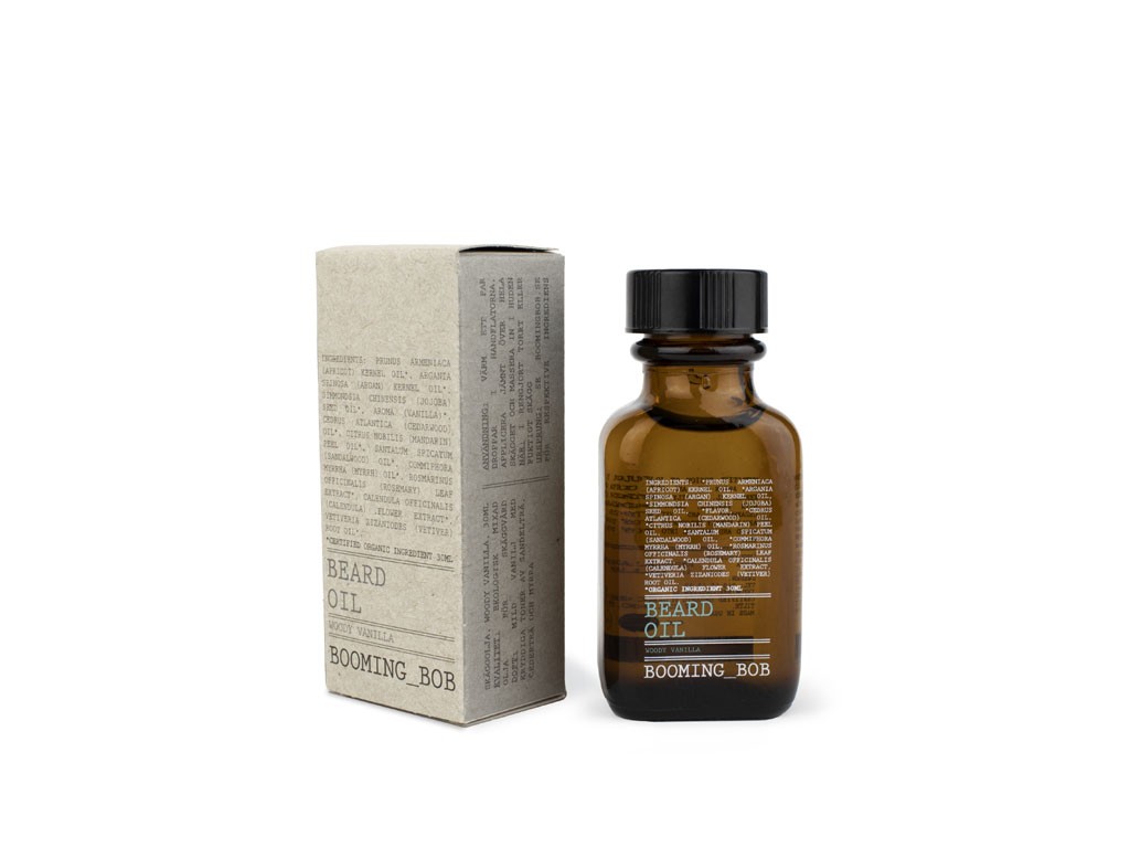Booming Bob. Olio da barba alla vaniglia con note di legno 30ml. (Distribuito in Italia da Giada Distributions). Prezzo: euro 28,00.