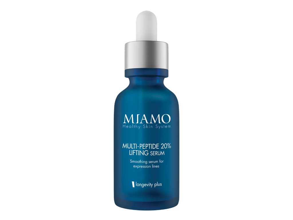 Miamo. Multi-Peptide 20% Lifting. Siero tensore per le rughe d’espressione. Confezione da 30ml. Prezzo: euro 98,00.