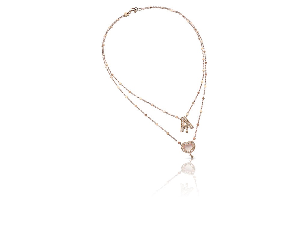 Pasquale Bruni. Collana Amore. Collana in Oro Rosa 18 Kt con Quarzo Rosa, Diamanti Bianchi e Champagne. Prezzo: euro 3.700,00.